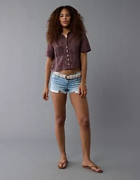 AE Short-Sleeve Embroidered Button-Up Shirt
