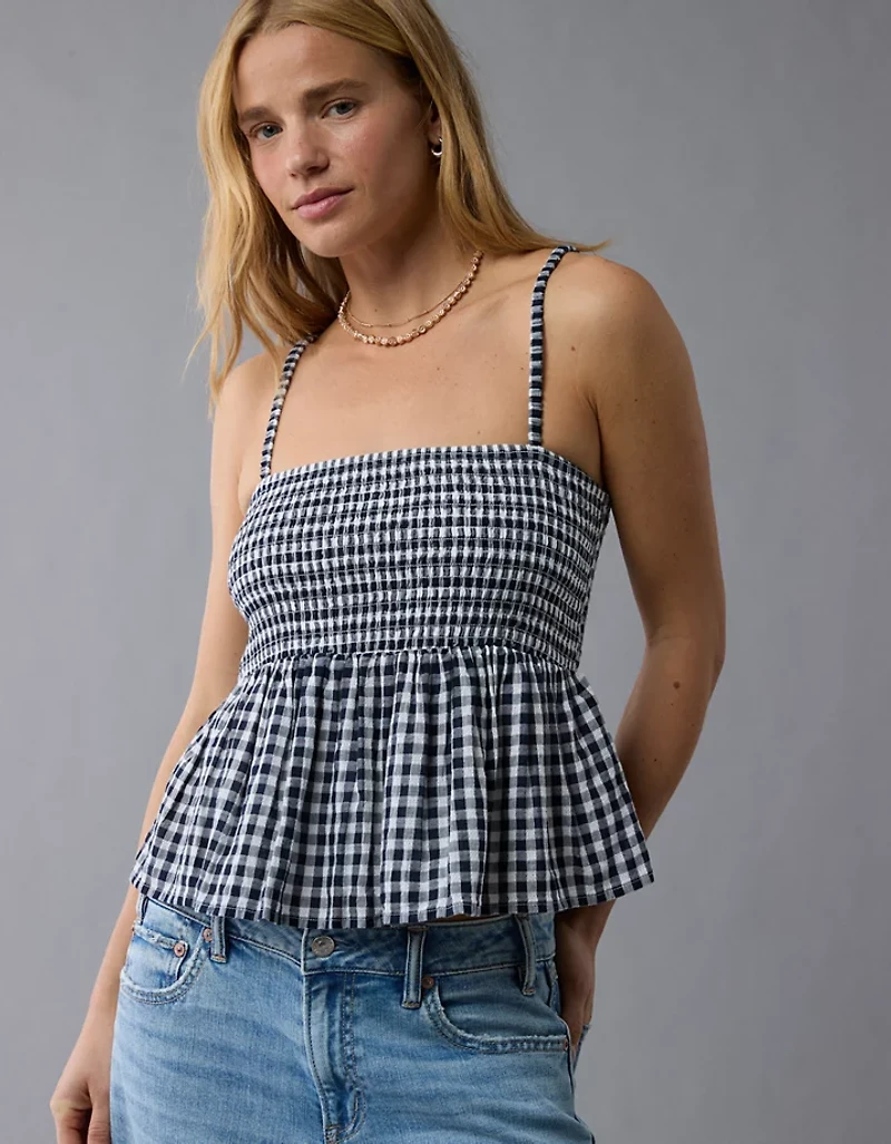 Camisole nuisette en guingan smockée AE