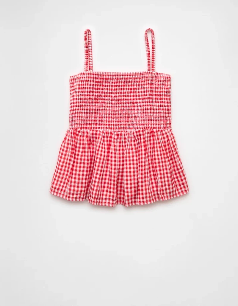 AE Smocked Gingham Babydoll Cami