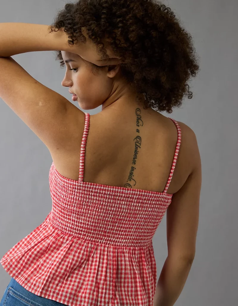 AE Smocked Gingham Babydoll Cami