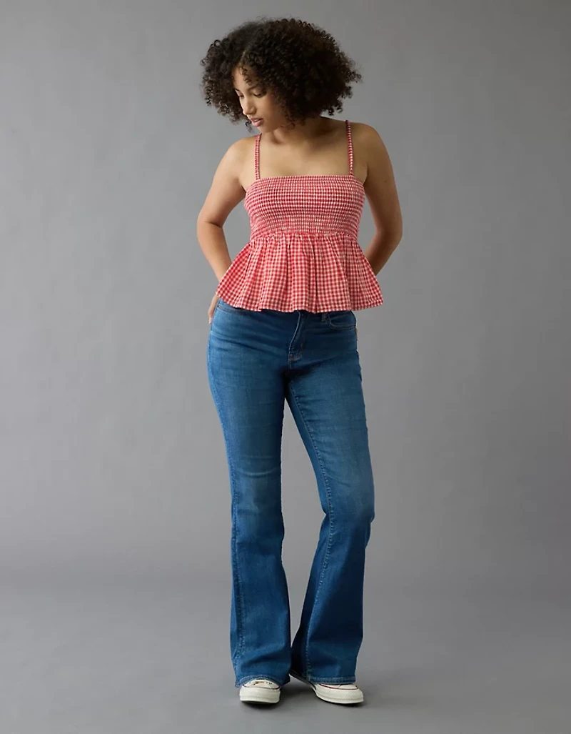 AE Smocked Gingham Babydoll Cami