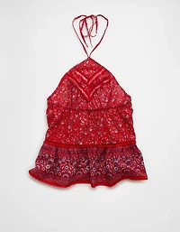 AE Y-Neck Lacy Halter Top