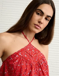 AE Y-Neck Lacy Halter Top