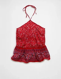 AE Y-Neck Lacy Halter Top