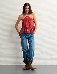 AE Y-Neck Lacy Halter Top