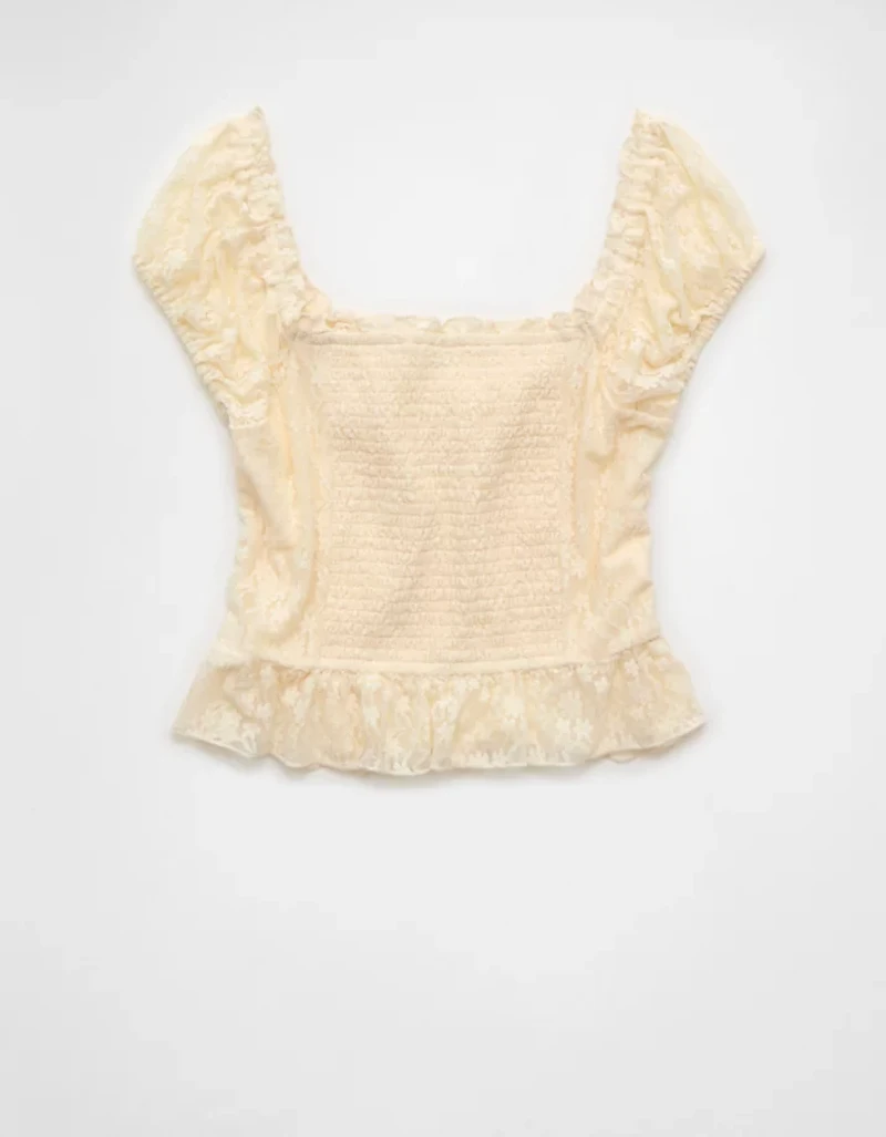 AE Short Sleeve Lace Blouse