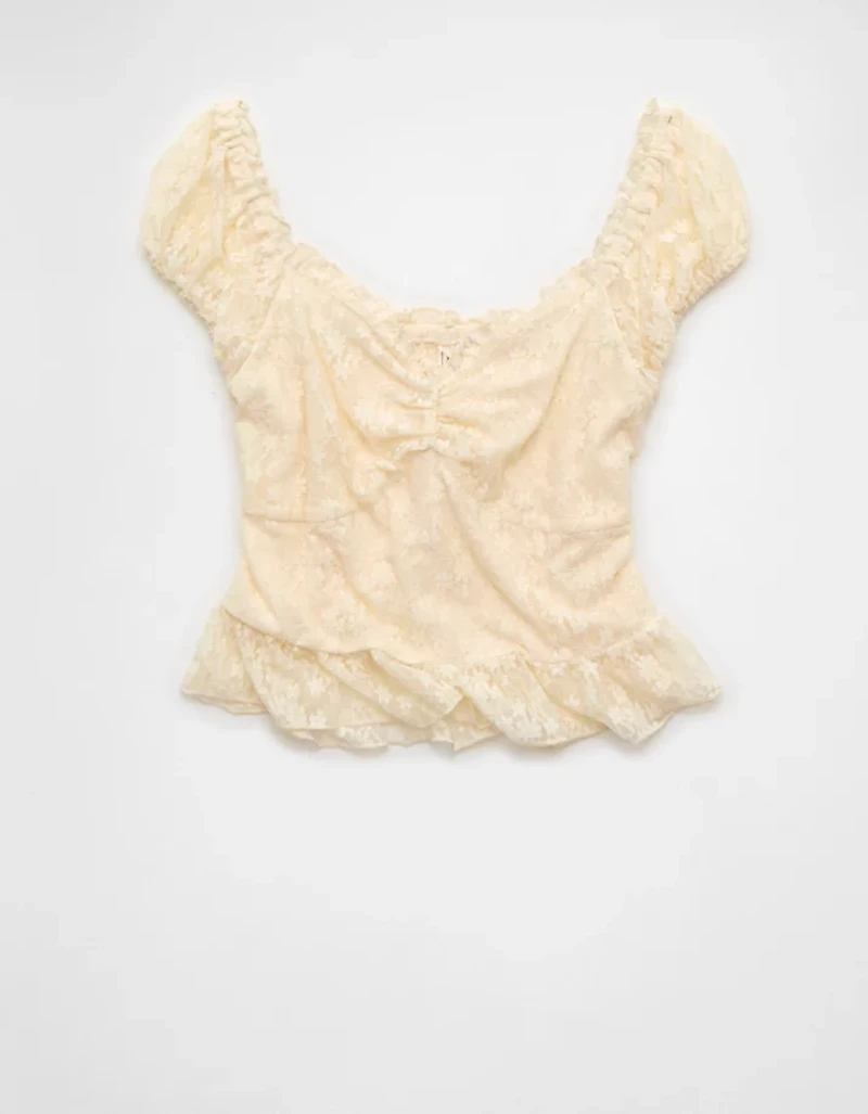 AE Short Sleeve Lace Blouse