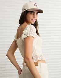AE Short Sleeve Lace Blouse