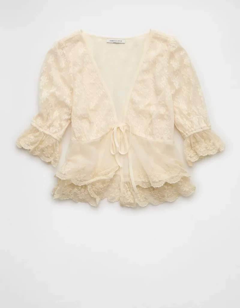 AE Ruffled Tie-Front Blouse