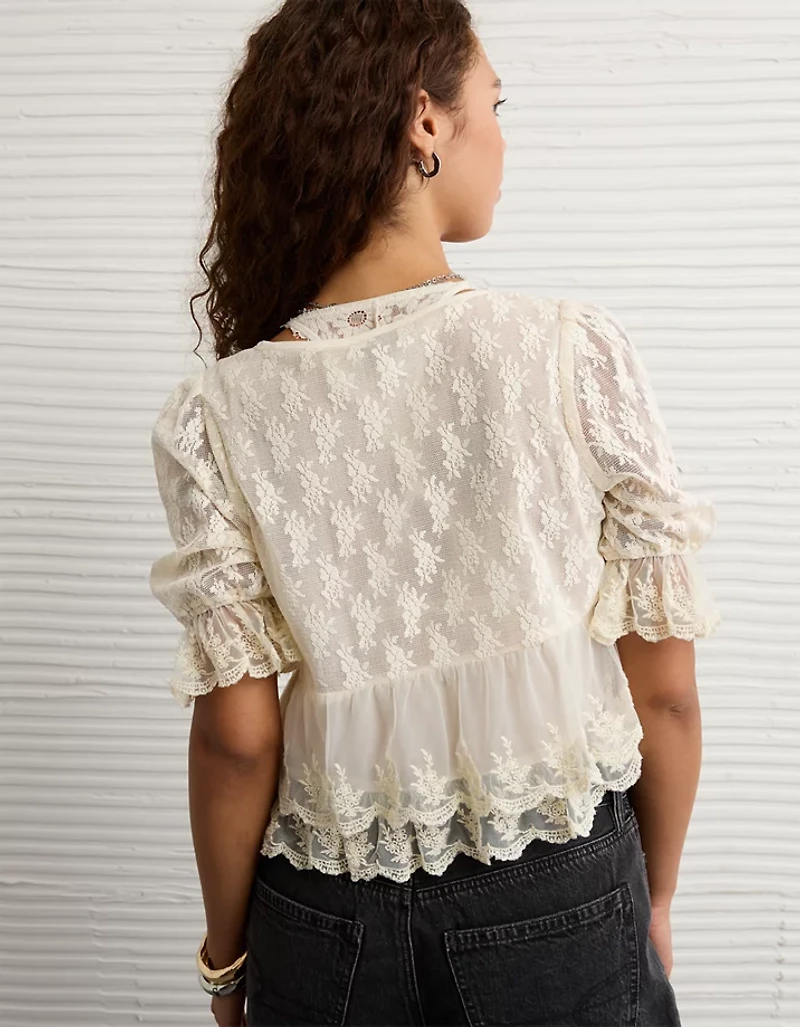 AE Ruffled Tie-Front Blouse