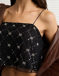 AE Sequin Mesh Cami Top