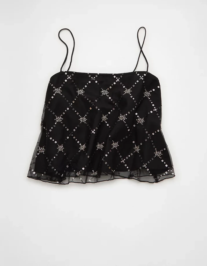 AE Sequin Mesh Cami Top