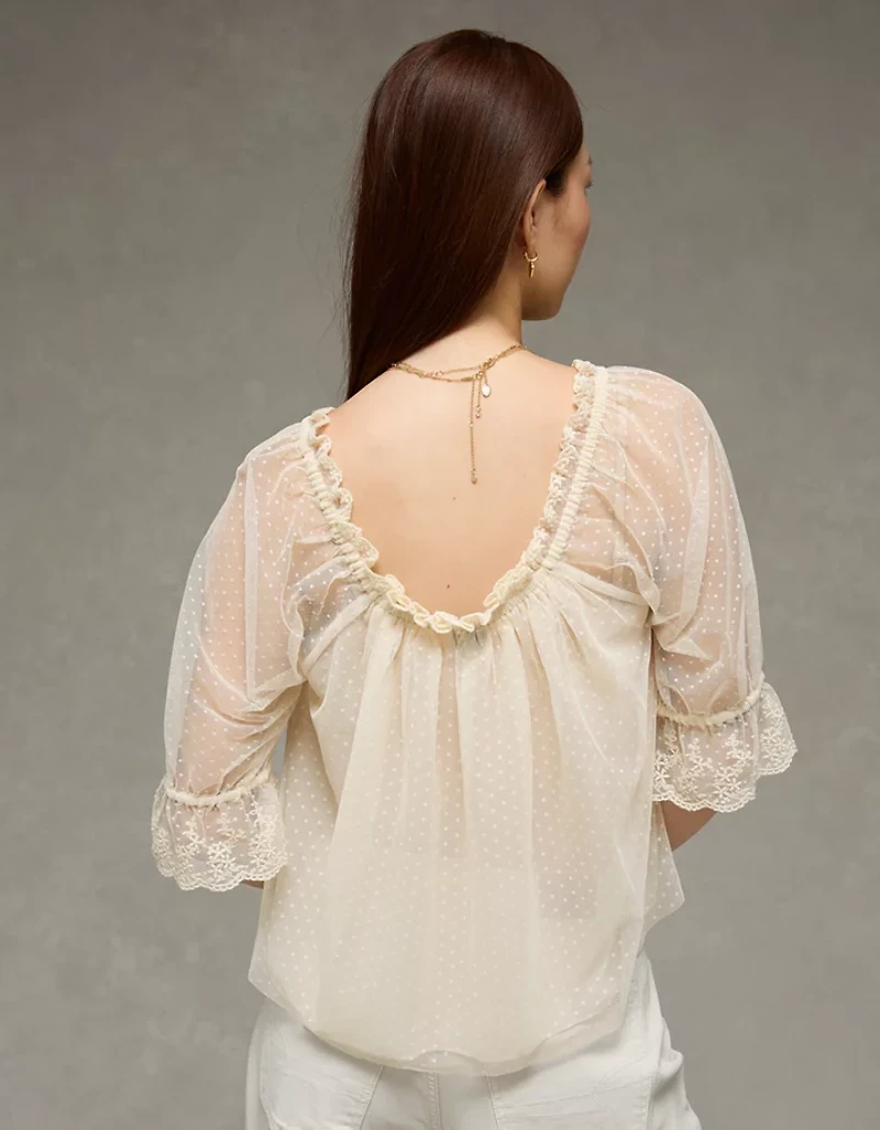 Blouse en maille à décolleté carré AE
