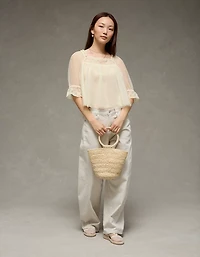 AE Square Neck Mesh Blouse