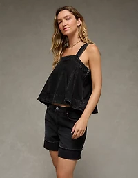 AE Square Neck Pieced Denim Tank Top