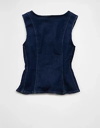 Veste à col carré boutonnée en denim AE