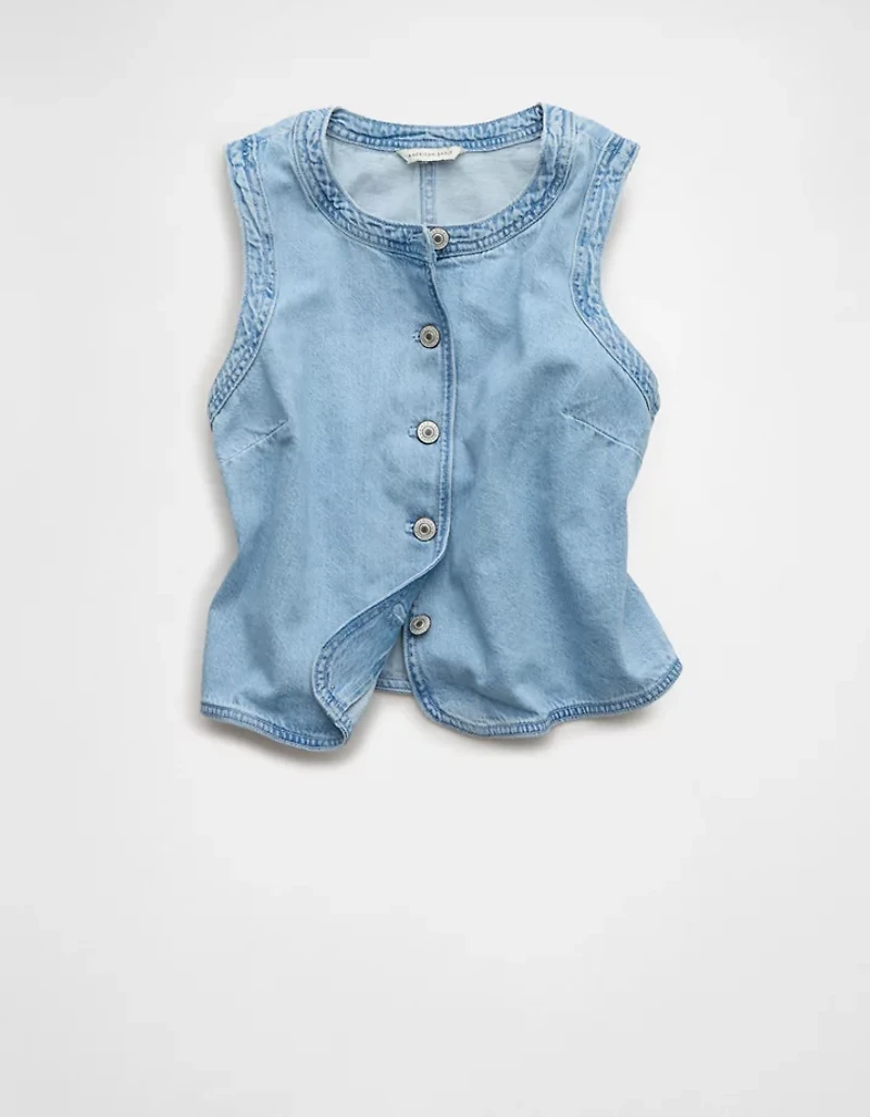 Gilet à col montant en denim AE