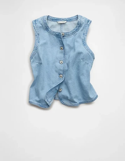 Gilet à col montant en denim AE