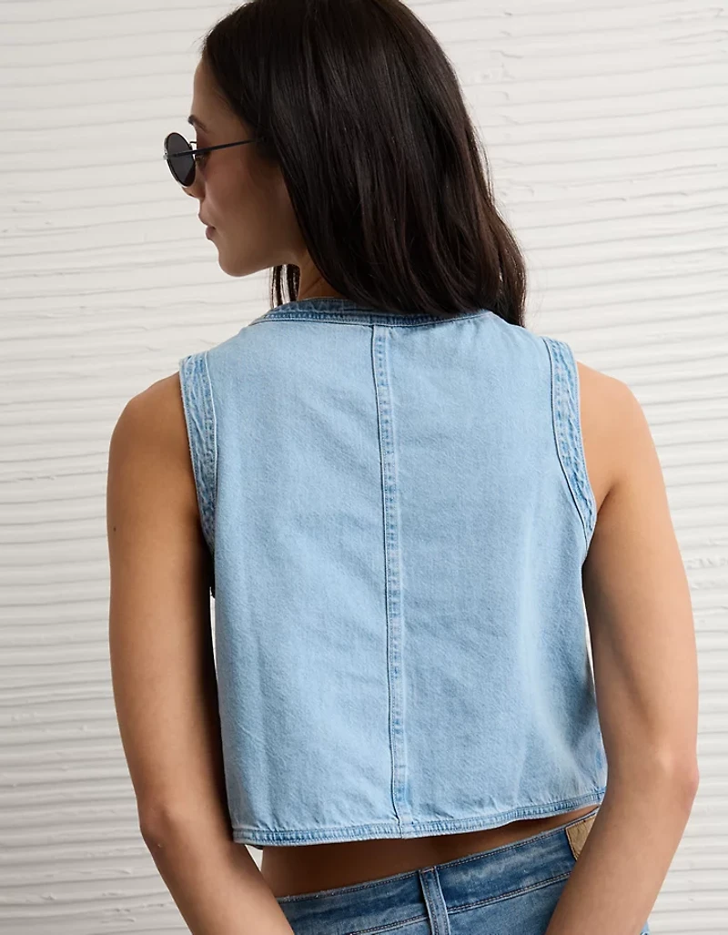 Gilet à col montant en denim AE