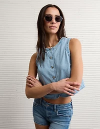 Gilet à col montant en denim AE