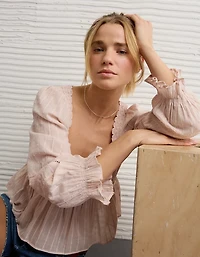 AE Long-Sleeve Babydoll Blouse