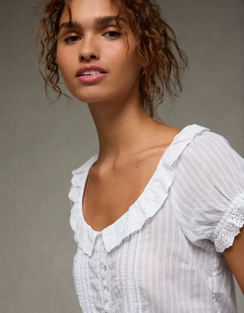 AE Schiffli Button-Up Blouse