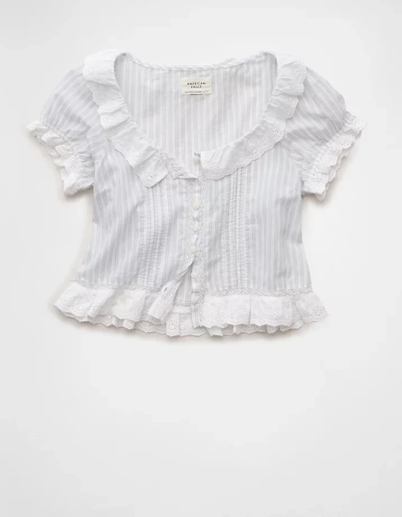 AE Schiffli Button-Up Blouse
