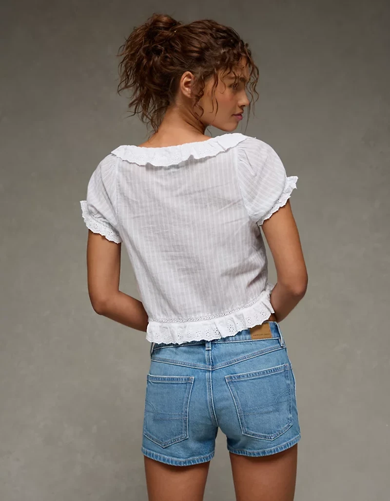 AE Schiffli Button-Up Blouse