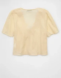 AE Lace Trim Short-Sleeve Blouse