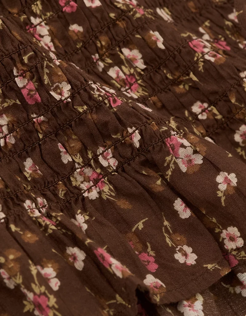 AE Boxy Smocked Tie-Side Blouse