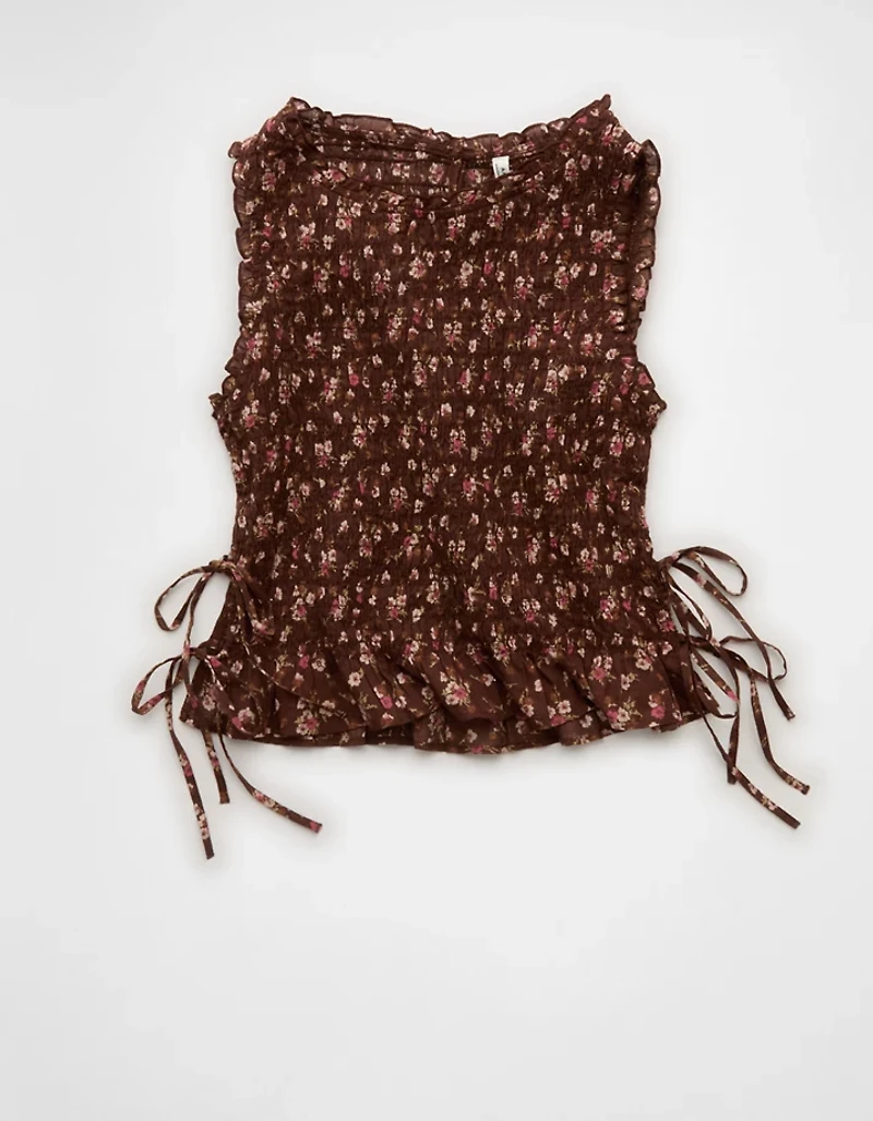 AE Boxy Smocked Tie-Side Blouse