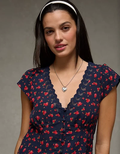 Blouse avec garniture en dentelle AE