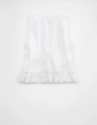 AE Smocked Button-Up Peplum Tank Top
