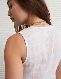 AE Smocked Button-Up Peplum Tank Top