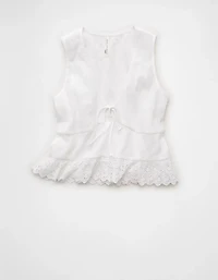 AE Smocked Button-Up Peplum Tank Top