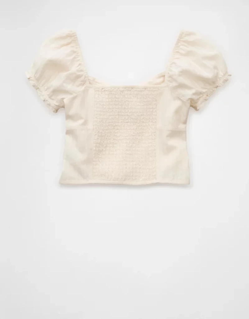 Blouse nouée à l’avant manches courtes AE