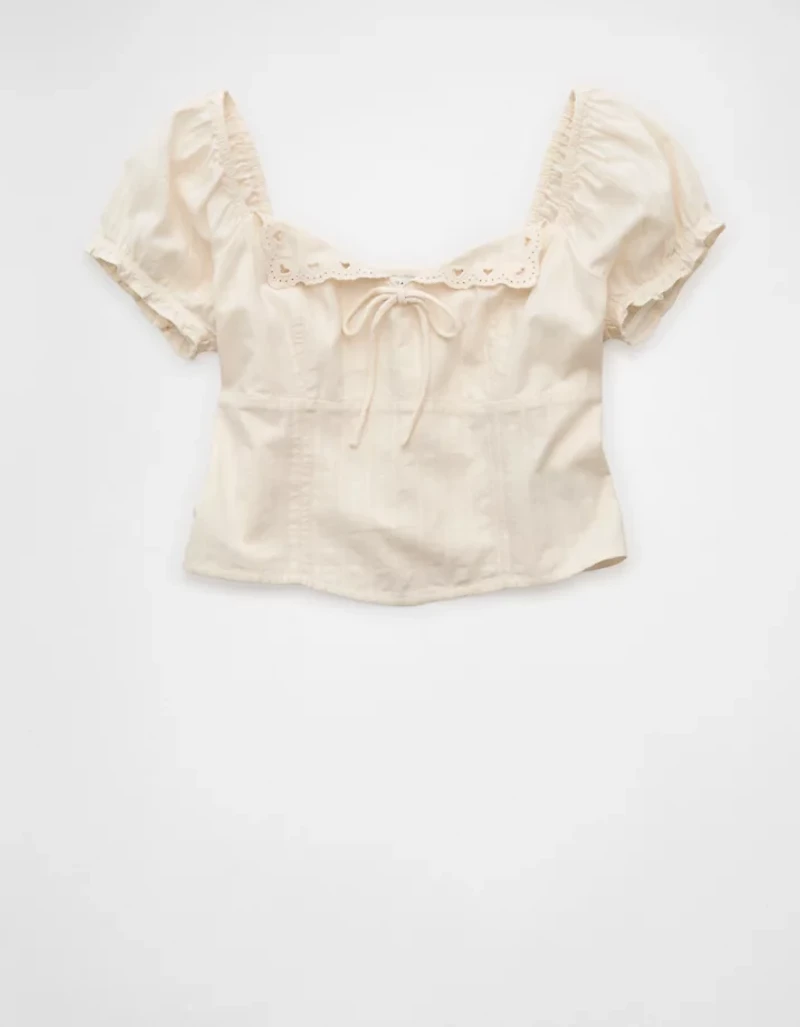 Blouse nouée à l’avant manches courtes AE