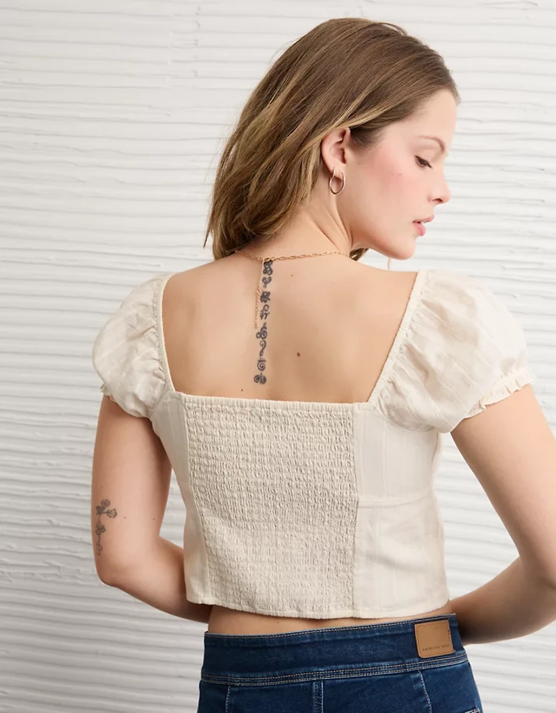 Blouse nouée à l’avant manches courtes AE