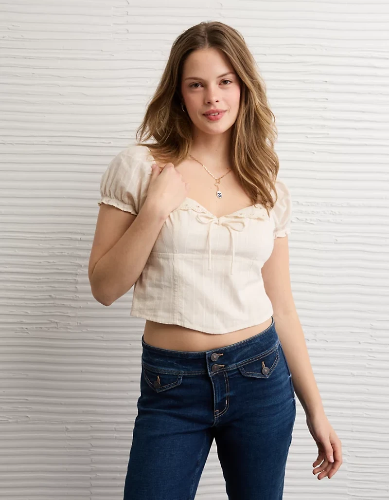 Blouse nouée à l’avant manches courtes AE