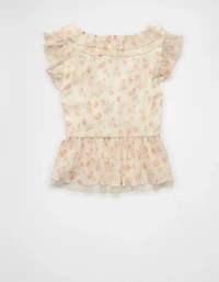 AE Flutter Sleeve Tie-Front Blouse