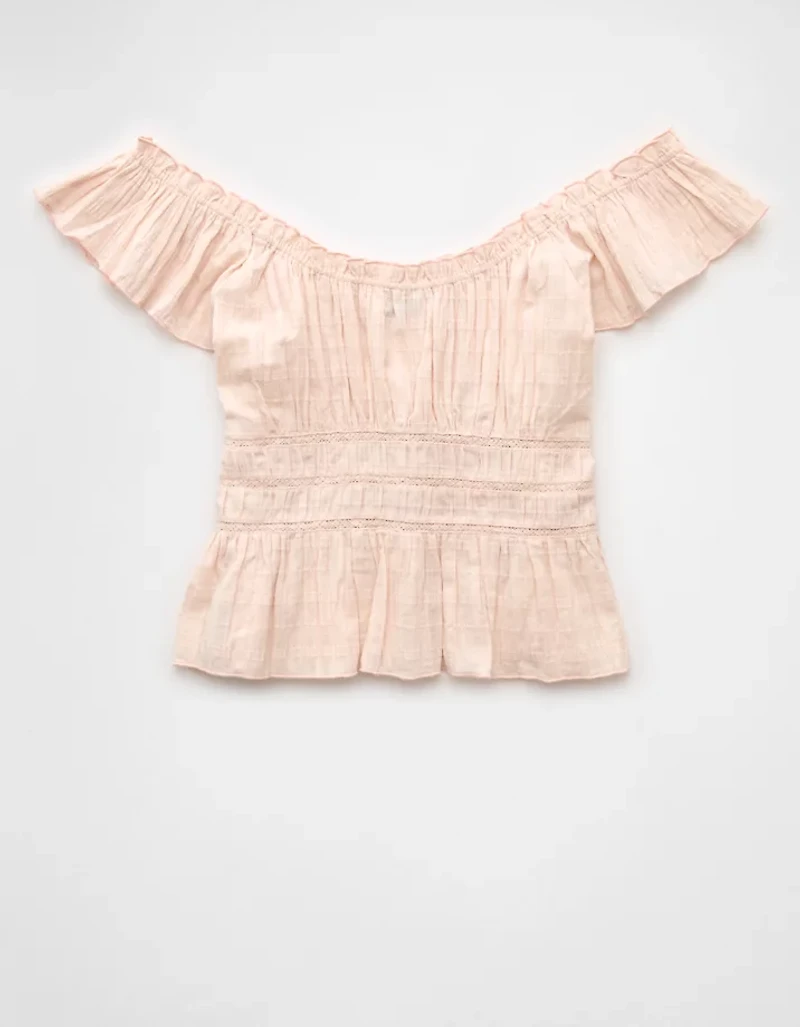 AE Ruched Flutter Sleeve Blouse