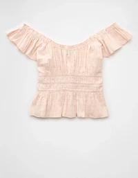 AE Ruched Flutter Sleeve Blouse