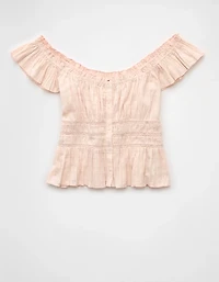 AE Ruched Flutter Sleeve Blouse