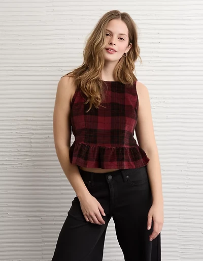 AE Back Bow Peplum Tank Top