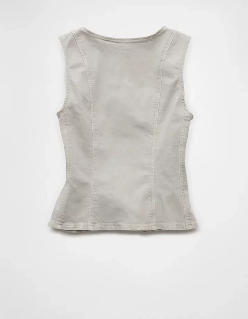 AE Square Neck Button-Up Denim Vest