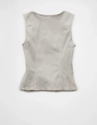 AE Square Neck Button-Up Denim Vest