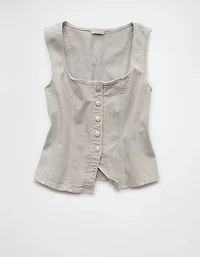 AE Square Neck Button-Up Denim Vest