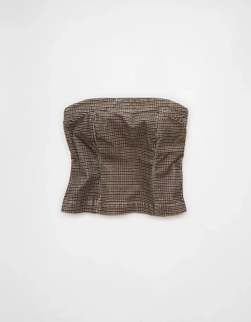 AE Plaid Corduroy Tube Top