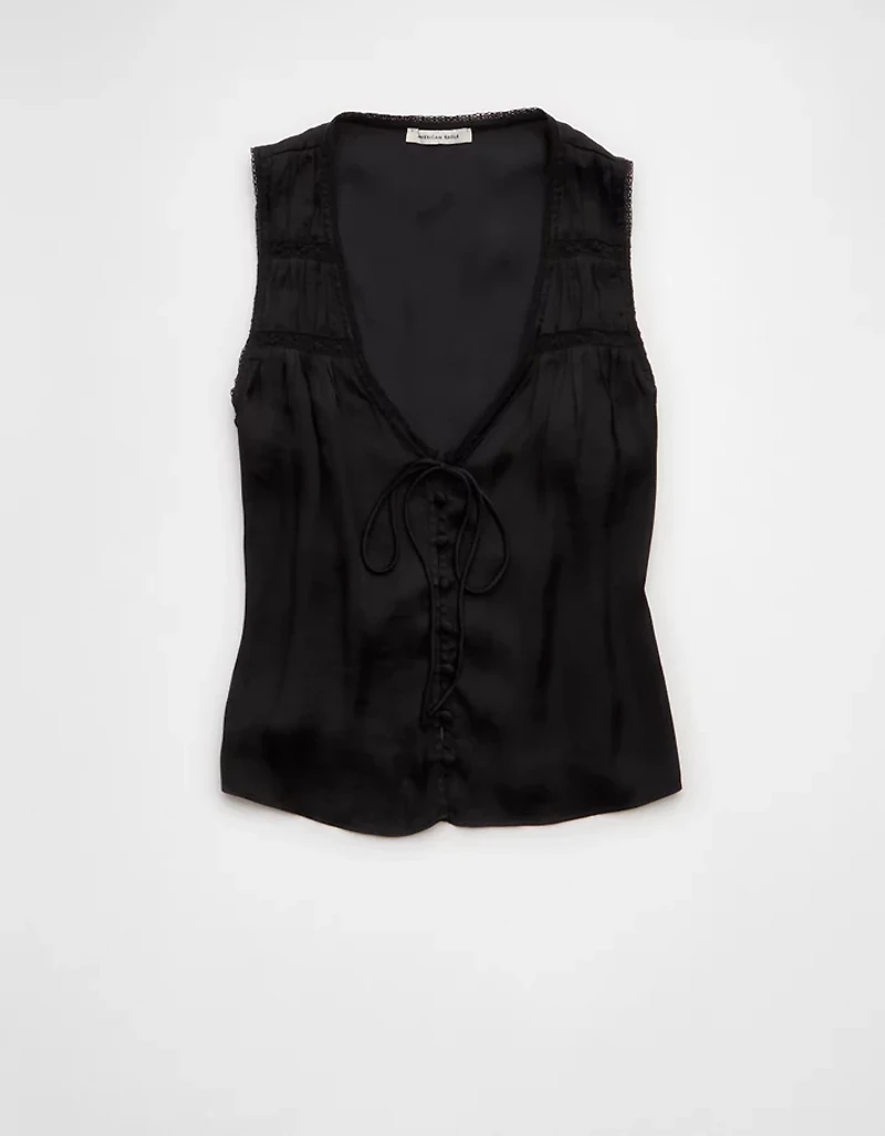 AE Lace Button-Front Tank Top