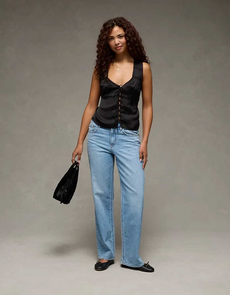 AE Lace Button-Front Tank Top